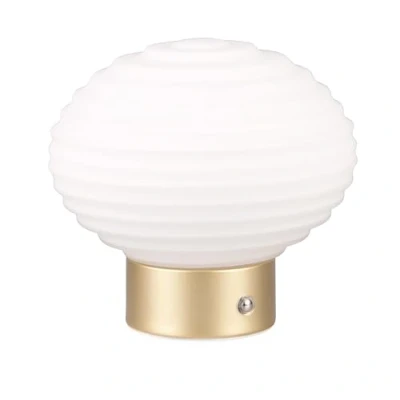 Imagen de Reality Leuchten Earl lámpara de mesa LED recargable, latón/opal, altura 14,5 cm, cristal