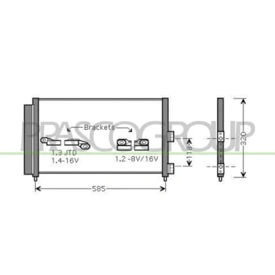 Imagen de PRASCO FT133C006 Condensador con secador 15 Aluminio 584 FIAT: Punto II Hatchback, Doblo I Familiar, Cargo, LANCIA: Ypsilon
