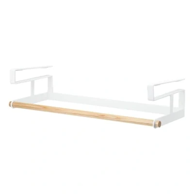 Imagen de YAMAZAKI Tosca Under Shelf Hanger Holder Sistemas de Almacenamiento y organización armarios, Acero, Madera, Silicona, Blanco