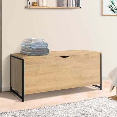 Imagen de DETROIT Baúl de 100 cm diseño industrial en madera y negro