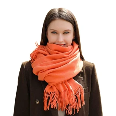 Imagen de MASADA Bufanda de invierno para mujer cálida y suave XXL 200 x 70 cm Naranja