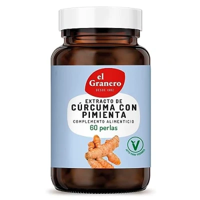 Imagen de el Granero Integral Extracto de Cúrcuma + Pimienta 60 Cápsulas Elaborado a Base Contiene Fosfatidil Serina Ayuda al Sistema Digestivo y Refuerza Inmune