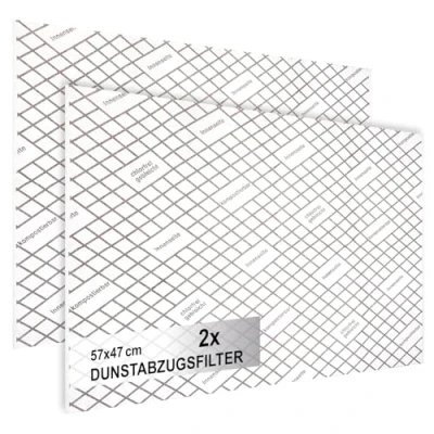 Imagen de COM FOUR® Filtro extractor 2x para campana extractora con alto rendimiento de filtrado plano universal 1 mm, recortable a medida indicador saturación (Con 2 piezas)