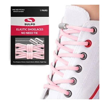 Imagen de SULPO Cordones elasticos con cierre rápido de metal zapatillas deporte silicona sin atar para niños y adultos converse redondos nudo