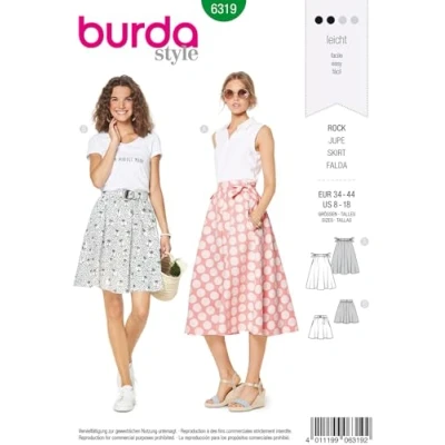 Imagen de Burda 6319 Patrón de costura para falda mujer (talla 34 a 44), ideal principiantes [L2]