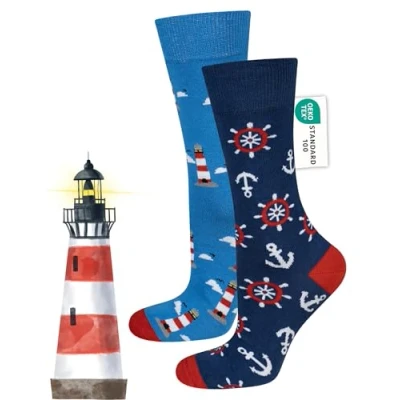 Imagen de soxo Ciclismo Calcetines Hombre Divertidos Algodon Invierno Regalo Colores Socks Con Dibujos 40 45 Faro