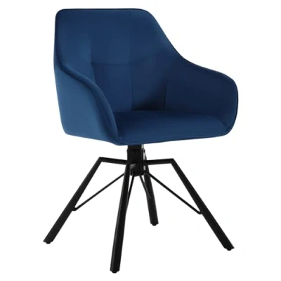 Imagen de WOLTU Silla de Comedor Giratoria Cocina Tapizada en Terciopelo Suave Ergonomica con Respaldo y Brazos para Salón Dormitorio Patas Metal, Azul, BH365bl 1