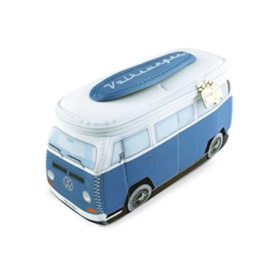 Imagen de BRISA VW Collection Bolsa de Neopreno Universal para maquillajecosméticosviajes y Farmacia T2 Camper Bus (Azul Blanco/Grande)
