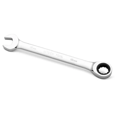 Imagen de Jetech Llaves de carraca 18mm, llave trinquete combinada, engranaje acero Cr V grado industrial acabado cromo pulido, métricas