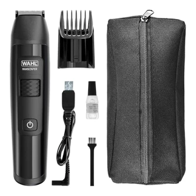 Imagen de WAHL Manscaper Recortadora de Litio para Ingle y Cuerpo, Corporal, Totalmente Impermeable, Uso en Húmedo/Seco, Smart Trim Technology LED, Cuchillas Bola Safe Touch, Recargable, Negro