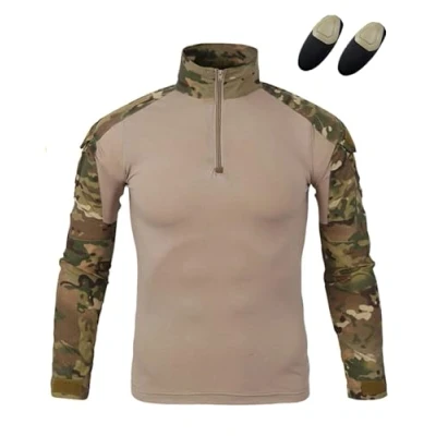 Imagen de WISEONUS Camisas Airsoft Tacticos Paintball Combate BDU de Manga Larga Camo Camisetas Táctico Caza con Cojines Codo