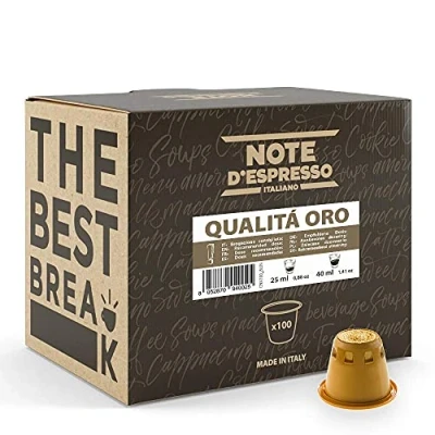 Imagen de Note d&#039;Espresso Qualità Oro Cápsulas de Café Compatibles con Cafeteras NESPRESSO* 100 caps