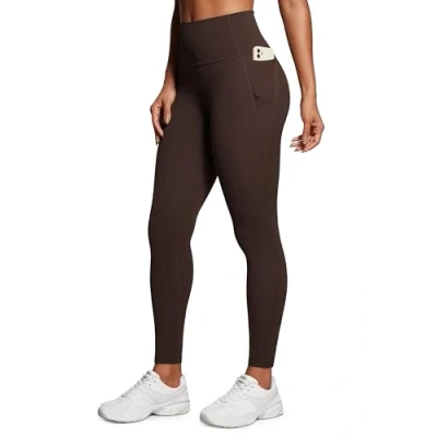 Imagen de CRZ YOGA Mujeres Butterluxe Ejercicio Polainas 71cm Cintura Alta con Bolsillos Marrón Fudge Caliente 42
