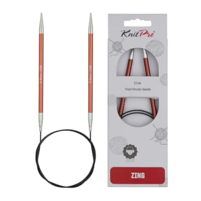 Imagen de KnitPro 60 cm x 5,50 mm Aluminio Zing Fijo Circular para Tejer, Color marrón