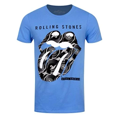 Imagen de The Rolling Stones Steel Wheels Camiseta, Negro (Black Black), Large para Hombre