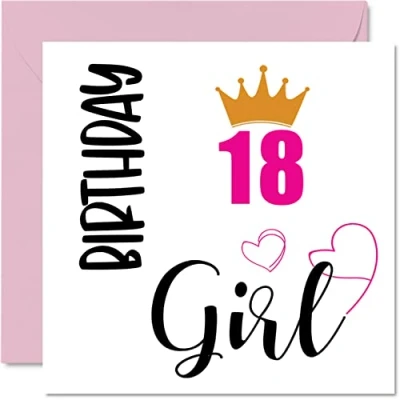 Imagen de Tarjeta de cumpleaños número 18 para mujeres, tarjetas feliz mujer años, hija, hermana, nieta, prima, amiga, sobrina, 145 mm x mm, felicitación dieciocho
