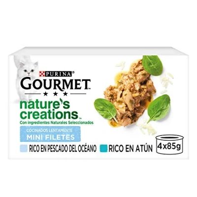 Imagen de Gourmet Purina Nature&#039;s Creations Comida Húmeda Natural para Gato con Pescado del Océano y Atún, 12 Packs de 4 latas 85g 48