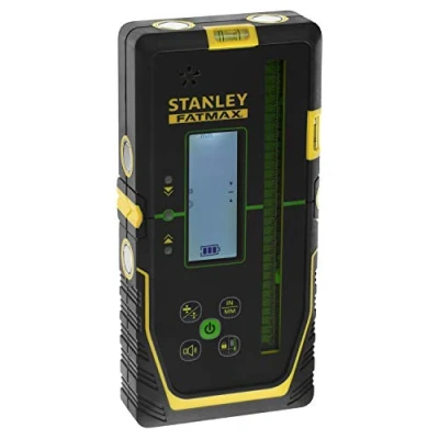 Imagen de Stanley FatMax Receptor láser giratorio para verde, gran alcance de trabajo: diámetro 600 m, radio 300 2 niveles precisión, ventana receptora extragrande, color negro y amarillo