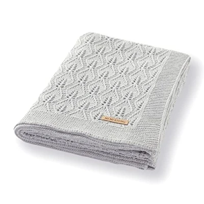 Imagen de mimixiong 100% algodón tejido manta de para bebé 80x100 cm (Gris)