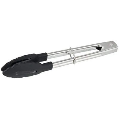 Imagen de FACKELMANN 40279 Multiusos de plástico y Acero Inoxidable, Pinzas Cocina Barbacoa para ollas sartenes revestidas (Color Plateado/Negro), cantidad: 1 Unidad