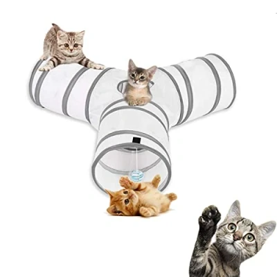 Imagen de AOKUY Túneles para Gatos,Túnel de Gato3 Vías Plegable Juguete del Gato/Divertido Juego Tubo/Túnel con Pelota Mascota Gatos Conejos Cachorro Uso Interior y Exterior …