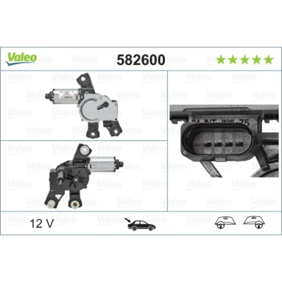 Imagen de VALEO 582600 Motor del Limpiaparabrisas 12 posterior para dirección izquierda/derecha
