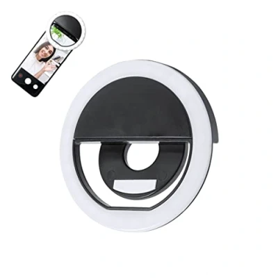 Imagen de Anillo de Luz LED para Selfie con Acople Smartphone u Ordenador, 3 Niveles Intensidad, Recargable por USB, Aro Ideal TikTok, Maquillaje, Instagram y Youtube
