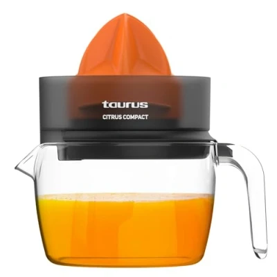 Imagen de Taurus Citrus Compact Exprimidor de Naranjas Electrico, Doble Sentido Rotación, Cono Extra Grande, Desmontable, Apto para Lavavajillas, Almacenamiento compacto, BPA Free, 800 ml