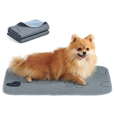 Imagen de Feandrea Alfombras Lavables para Perros, Absorbentes Reutilizables, 61 x 46 cm, Juego de 2, S, Impermeables, Antideslizantes, Alta Absorbencia, Gatos, Conejos, Gris PTD018G01