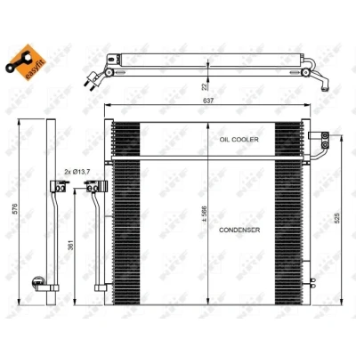 Imagen de NRF EASY FIT 350080 Condensador con secador, junta anular 13,7 Aluminio 575
