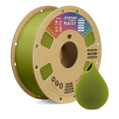 Imagen de OVERTURE PLA Filamento de 1.75 mm Para Impresora 3D PLA, Carrete Cartón 1 kg (2.2 lbs), Precisión Dimensional +/ 0.02 mm(Verde Oliva)