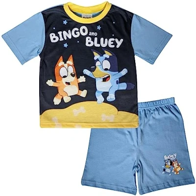 Imagen de Bluey Pijama corto de verano para niños Bingo, azul, 3 4 años