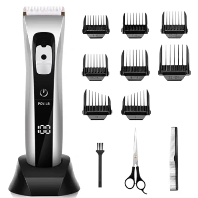 Imagen de Maquina Cortar Pelo Inalámbrica Cortapelos Hombre Recargable 8 Combs Recortador Barba Profesional IPX6 Impermeable
