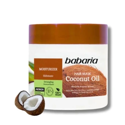 Imagen de Babaria Mascarilla de Aceite Coco, Hidratante y Reestructurante, Apto para Todo Tipo Cabellos, Vegano 400 ml