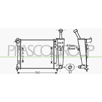 Imagen de PRASCO LA004R002 Radiador, refrigeración del motor Aluminio 480 416 24 Con acoplamientos rápidos Aletas unidas mecánicamente