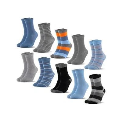 Imagen de Occulto Calcetines Colores para Niño y Niña 10 pares (modelo: Estilo) Rayas Azules 27 30