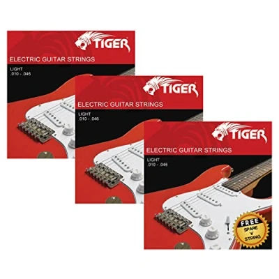 Imagen de Tiger Cuerdas para guitarra eléctrica Pack de 3 juegos luces (10 46)