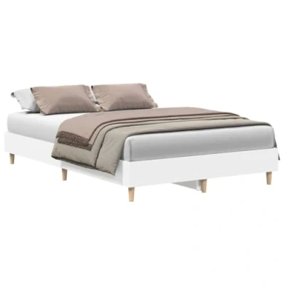 Imagen de vidaXL Estructura de Cama sin colchón Blanca 140x190 cm, Muebles Dormitorio, Base Cama, Doble, armazón con palets
