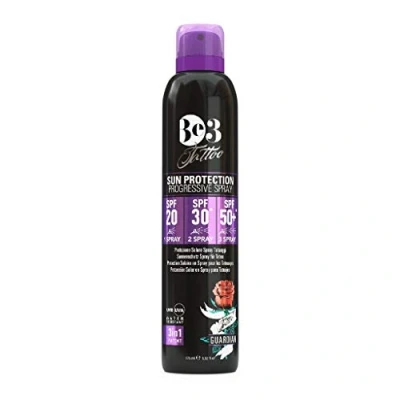 Imagen de Be3 Tattoo Guardian Protector Solar Spray Progresivo para Tatuajes, SPF 20/30/50+, 175 ml