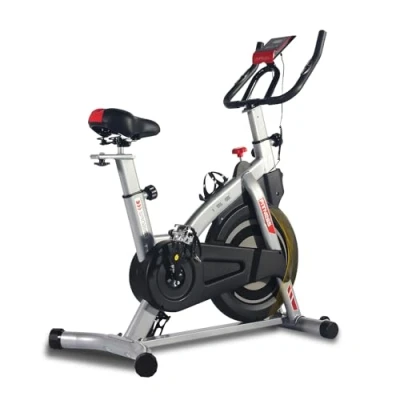 Imagen de ISE Bicicleta Estática Indoor con Resistencia inercial Ajustable, Estatica Profesional Sensor de Pulso/Pantalla/Soporte para teléfono, Sillín y Asa Ajustables,Silenciosa,Fitness En Casa