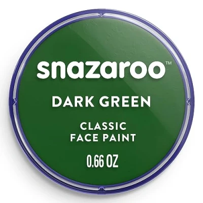 Imagen de Snazaroo Pintura facial y corporal, 18 ml, color verde oscuro, profesional a base de agua, pastilla aquacolor individual para adultos, niños efectos especiales