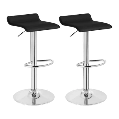 Imagen de WOLTU 2X Taburetes de Bar Regulable en Altura Cuero Artificial Acero Cromado Asiento Acolchado Silla Alto Cocina Negro BH11sz 2