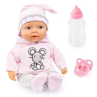 Imagen de Bayer Design 93844AA Muñeca Lisa Ojos Mágicos, Interactivo muñeco, Habla Sonidos de bebé, Chupete, biberón