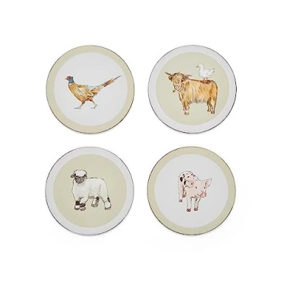 Imagen de Cooksmart Paquete de 4 Posavasos para Bebidas, diseño británico Corcho ecológico hogares Modernos, Bebidas Todo Tipo Tazas y Buttercup Farm