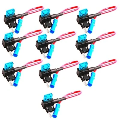 Imagen de Mintice 10 Piezas Vehículo 12V 24V ATM APM Mini Adaptador de Fusible Add A Circuit Poner Alcancía Circuito Portafusible Grifo Estilo Soporte la Hoja 15A