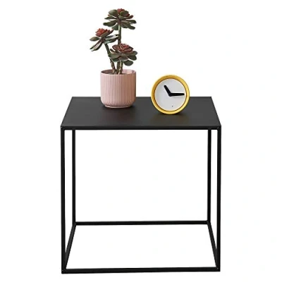 Imagen de [en.casa] Mesa Consola 50cm x 55cm Pequeña Estable Almacenamiento Negro Mate