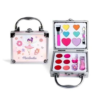Imagen de MARTINELIA Mini Valisette Maquillaje para Niños Set de Belleza Hada 6 sombras ojos + brillo 1 lápiz labial 2 pinceles Anillos infantil Caja regalo niña