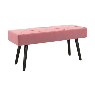 Imagen de HOMCOM Taburete Pie de Cama Multifuncional Banco Moderno Dormitorio con Pies Acero y Asiento Acolchado Carga 120 kg para Entrada Pasillo 100x36x45 cm Rosa