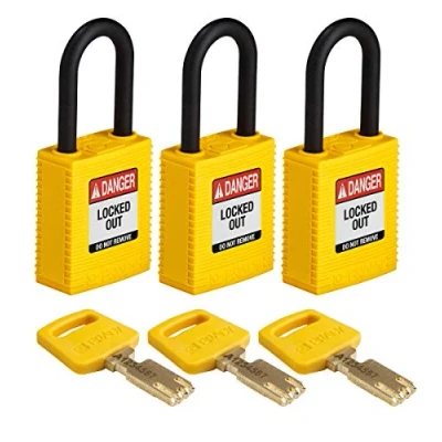 Imagen de SafeKey Lockout Candado Nylon Amarillo 3,8 cm Plástico Shkl, Pack de 3