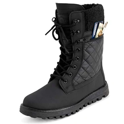 Imagen de Polar Mujer Espuma De Memoria Bolsillo Exterior Dentro Cremallera Térmica Impermeable Profunda Huella Suela Goma Botas Nieve Negro Cuero MEno UK9/EU42 YC0622